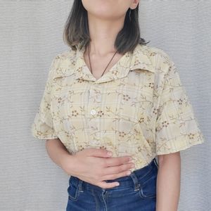 Yellow Gingham Button Up Top